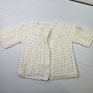 Vintage Clo‎ Knit White Cardigan Baby Sweater Unisex Soft Knitted